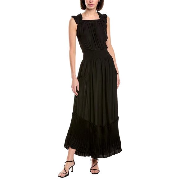 Ramy Brook Baylor Maxi Dress Pleated Ruffle Size L Sleeveless Slip On Styling - Picture 1 of 11